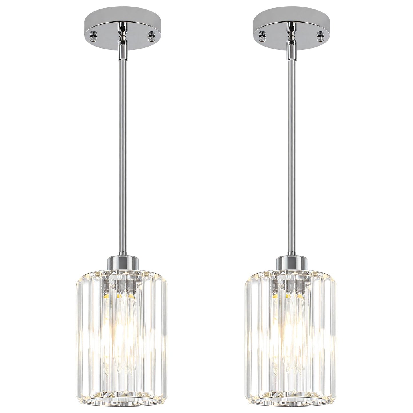Zsmihdoh Chrome Pendant Lights 2 Pack Crystal Pendant Lighting For Kitchen Island  Modern Mini Kitchen Chandeliers Hanging Pendant Lights For Bedroom Dining Room Hallway