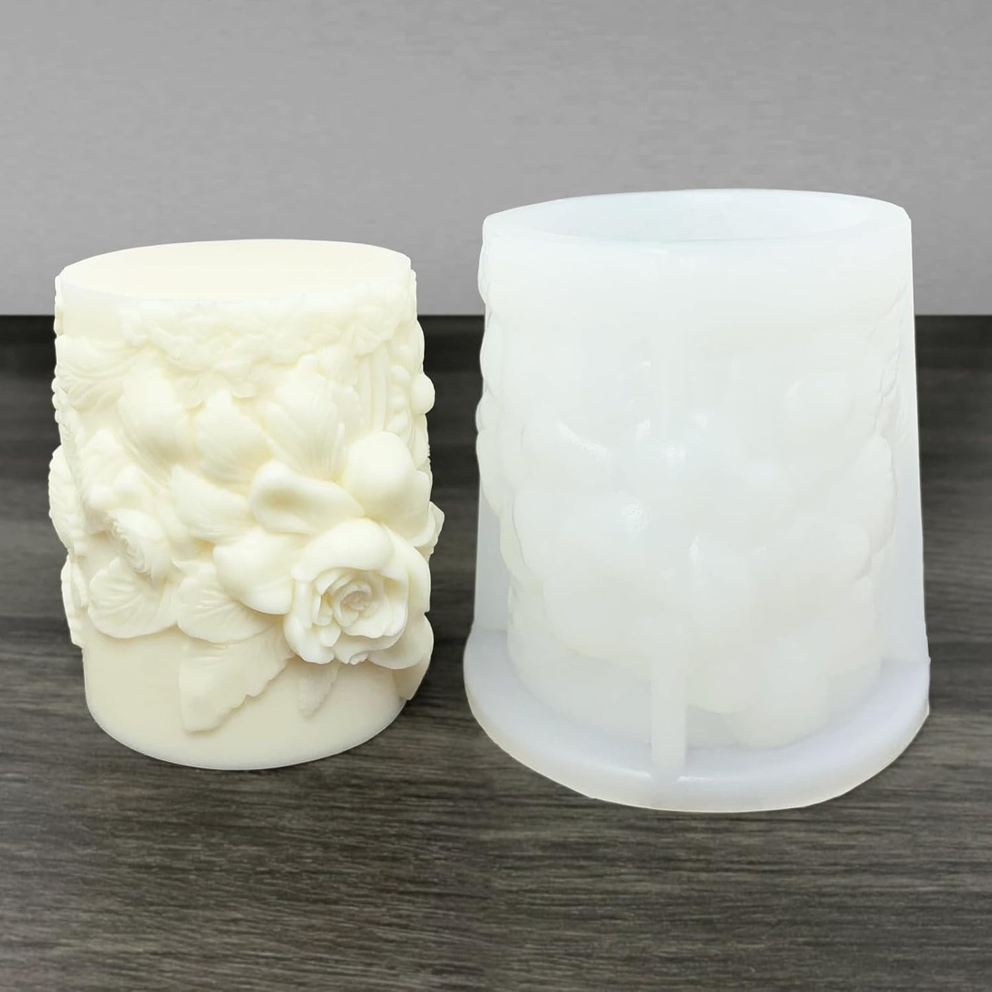 Flower Cylinder Candle Mold Floral Leaf Pillar Thick Silicone Mold for Candle Making Soaps Resin Clay Home Decoration Crafts DIY (Style-1)