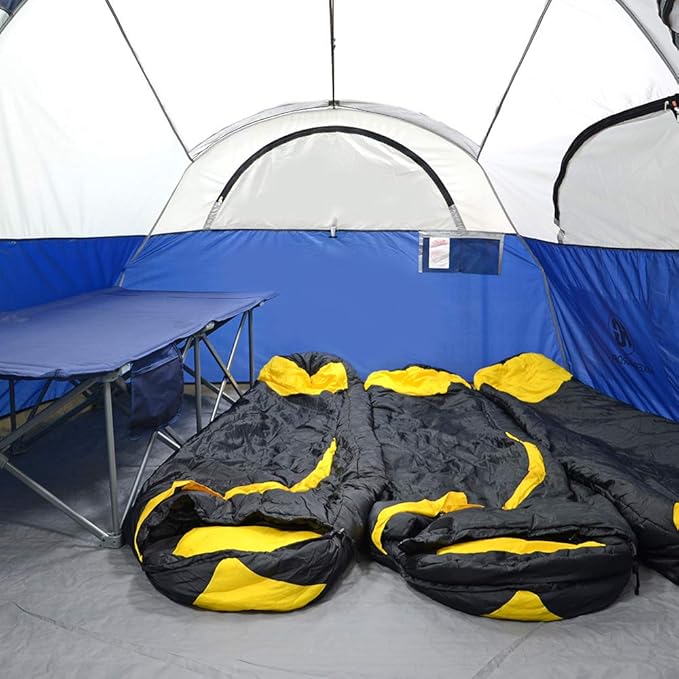 CAMPROS CP Tent-12-Person-Camping-Tents, Waterproof Windproof Family Tent with Top Rainfly, 6 Large Mesh Windows, Double Layer, Easy Set Up, Portable with Carry Bag
