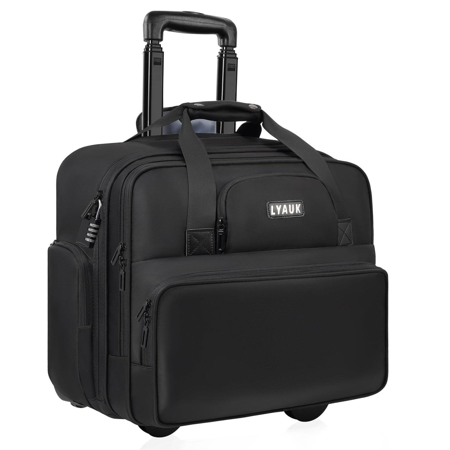 LYAUK Rolling Laptop Bag Men Women with Wheels  Anti Theft Rolling Briefcase for 17.3 inch Laptop  Water Resistant Overnight Computer Bag Laptop Briefcase for Travel/Work/Business  Black-New