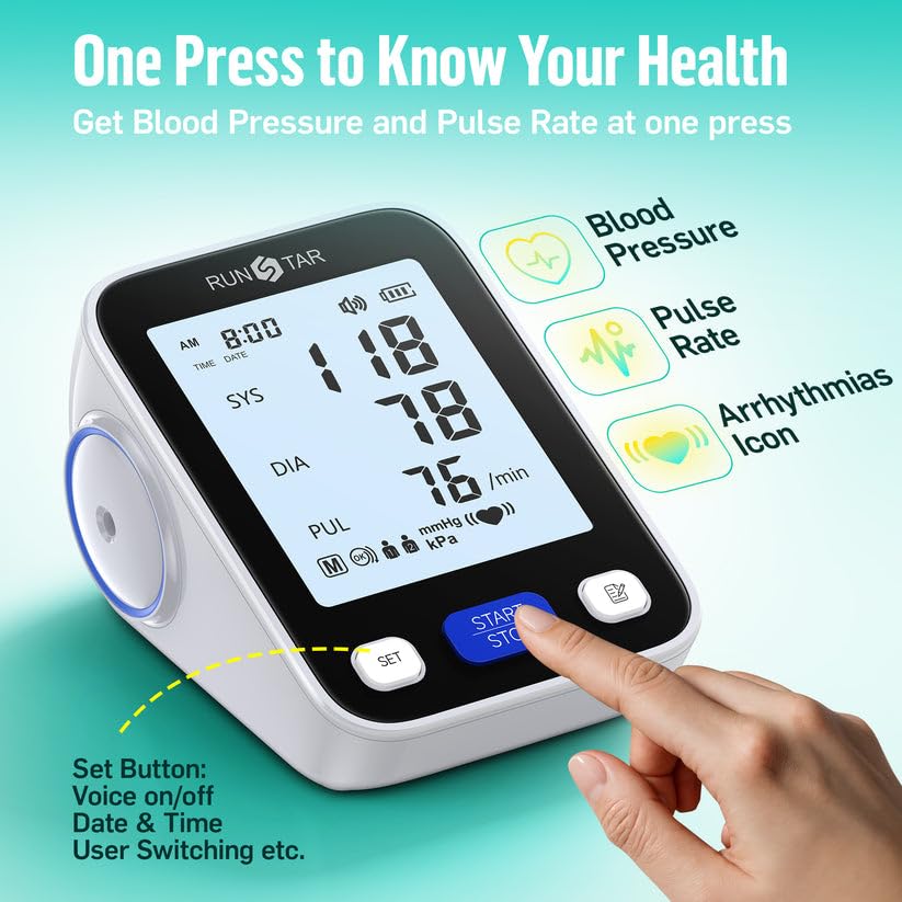RunStar Upper Arm Blood Pressure Monitor with Wide Range Cuff (8.6'' -16.5'') for Home Use FSA&HSA Eligible, Automatic Dig...