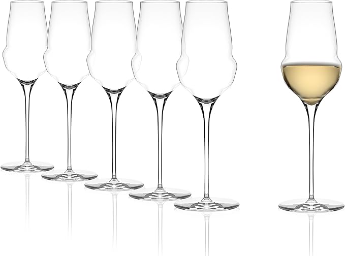 Stölzle Lausitz Set of 6 Glass Champagne Flutes (Cocoon). Dishwasher Safe Lead-Free Crystal Champagne Glasses (11.5 Fl oz)...