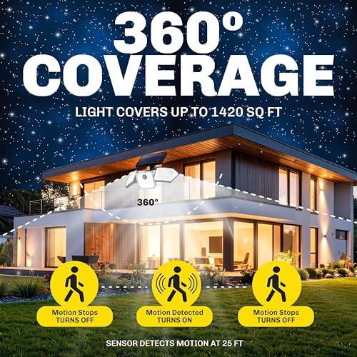 Bionic Flood Light 2 Pk Solar Lights Outdoor Waterproof, Ultra Bright 89 LEDs, 3 Heads Wide Angle Motion Sensor Outdoor Li...