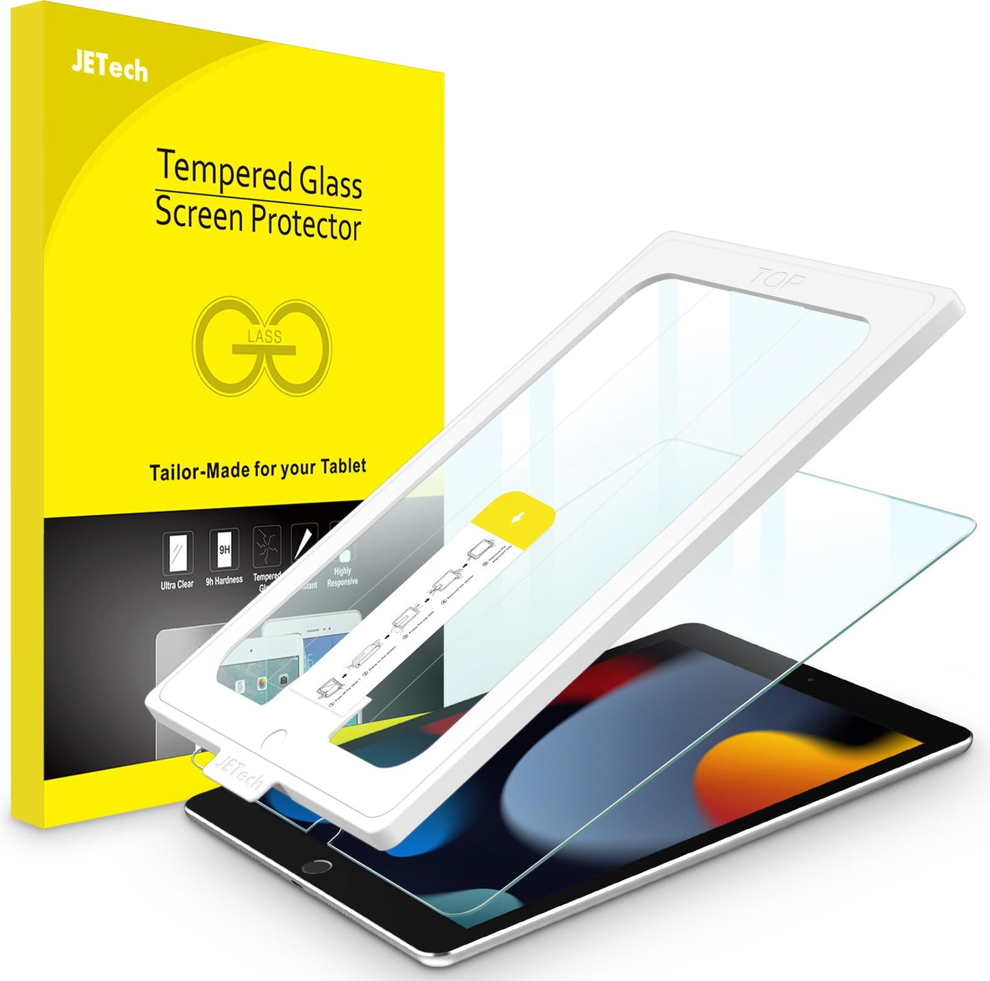 Jetech One Touch Install Screen Protector For Ipad 10.2-Inch (9Th/8Th/7Th Generation, 2021/2020/2019), Tempered Glass Film With