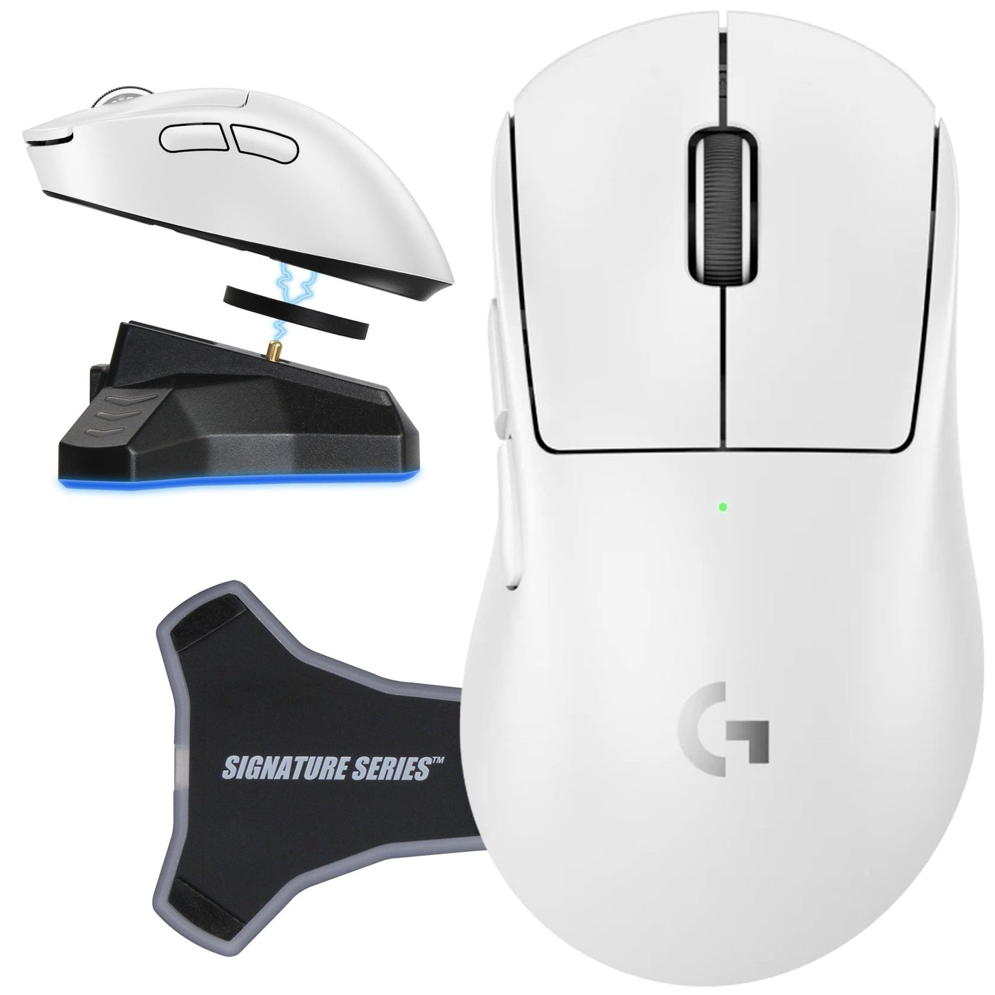 Logitech PRO X Superlight 2 DEX Wireless Gaming Mouse, White | Lightweight, Hero 2 Sensor, 44k DPI, 5 Programmable Buttons, Lightspeed Wireless, Right Hand, PC/Mac | Signature Series Charging Dock