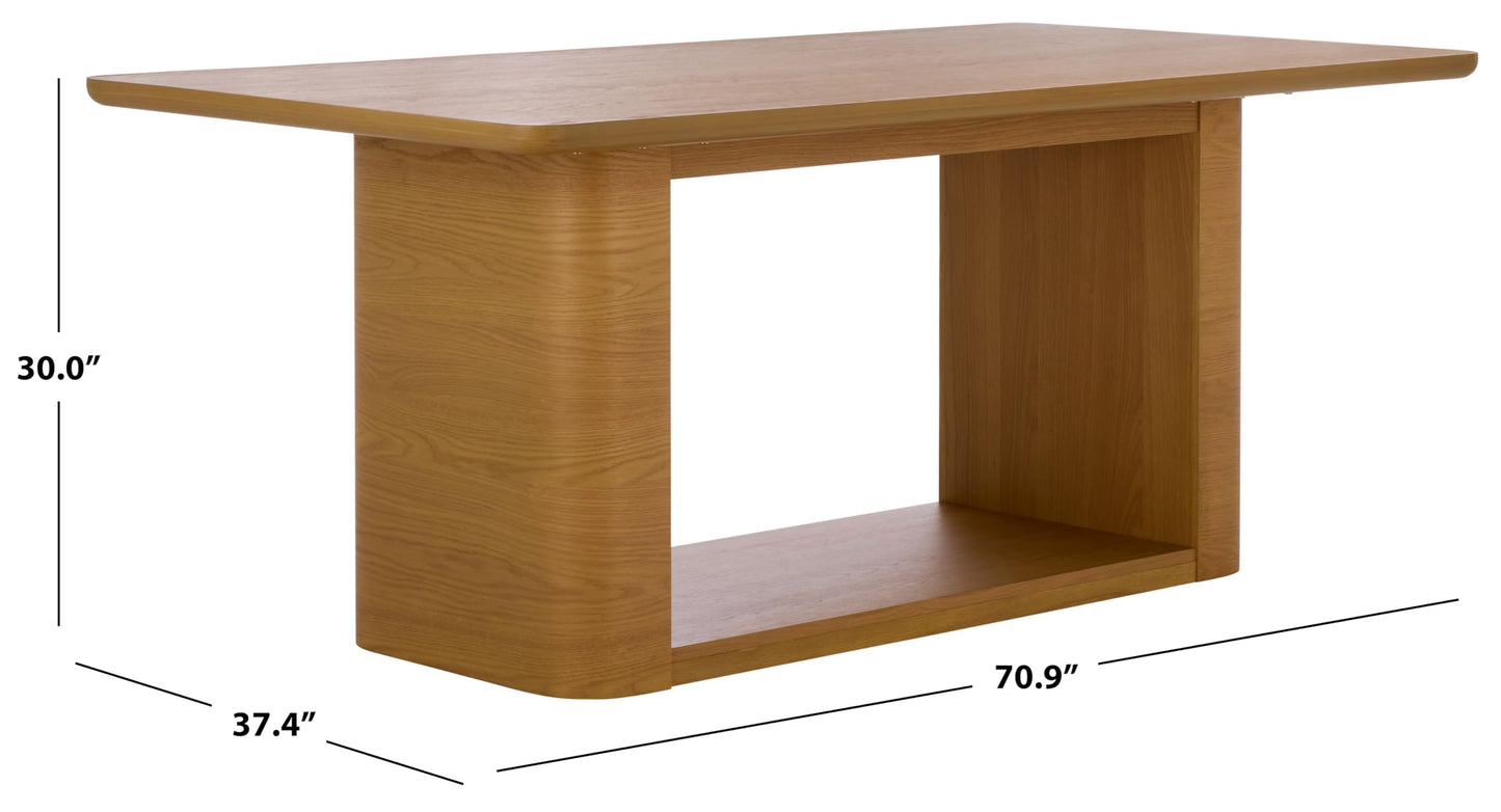 SAFAVIEH Home Collection - Howard Natural Oak Wood Dining Table, Modern Rectangle Pedestal Base, Contemporary Design (SFV7250A)