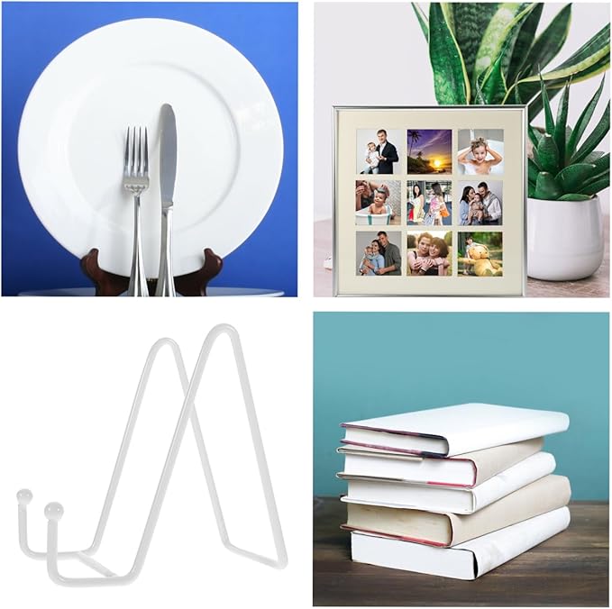 PRETYZOOM 4'' Metal Plate Holder Small Easel Stand, Tabletop Display Stand Picture Frame Holder for Decorative Plates, Posters, Paper Artworks, Holiday Keepsakes