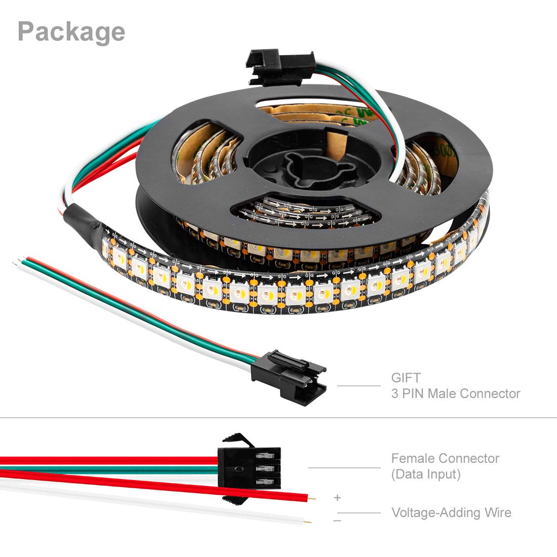 Btf-Lighting Rgbw Rgb+Natural White Sk6812 (Similar Ws2812B) Individually Addressable 3.3Ft 1M 144(2X72) Leds Flexible 4 Colors In 1 Led Dream Color Led Strip Ip65 Waterproof Dc5V Black Pcb