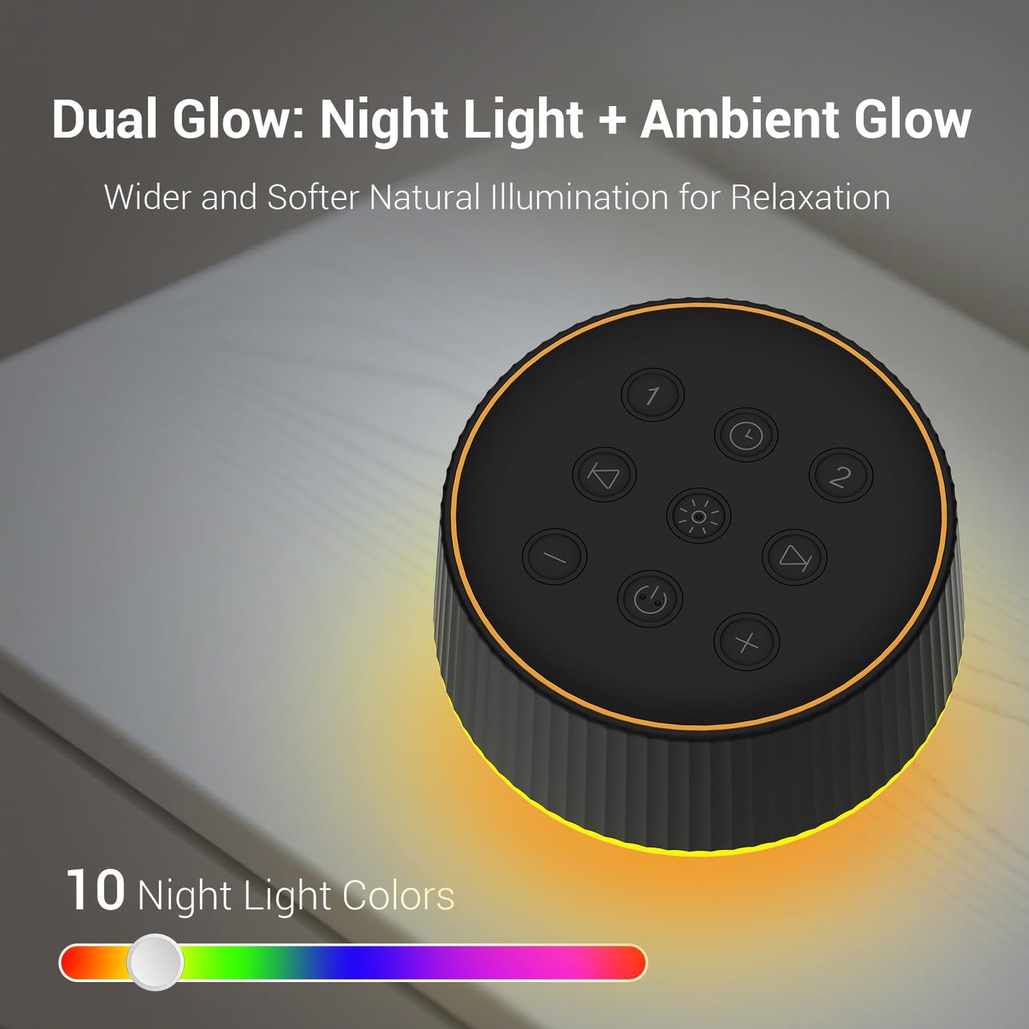 BGOVERSS White Sound Machine with 26 Soothing Sounds, 10 Colors Night Light Noise Machine for Adults Baby Kids, Sleep Machines with 6 Timers Portable Plug for Baby, Adults, Home Office Travel, Black