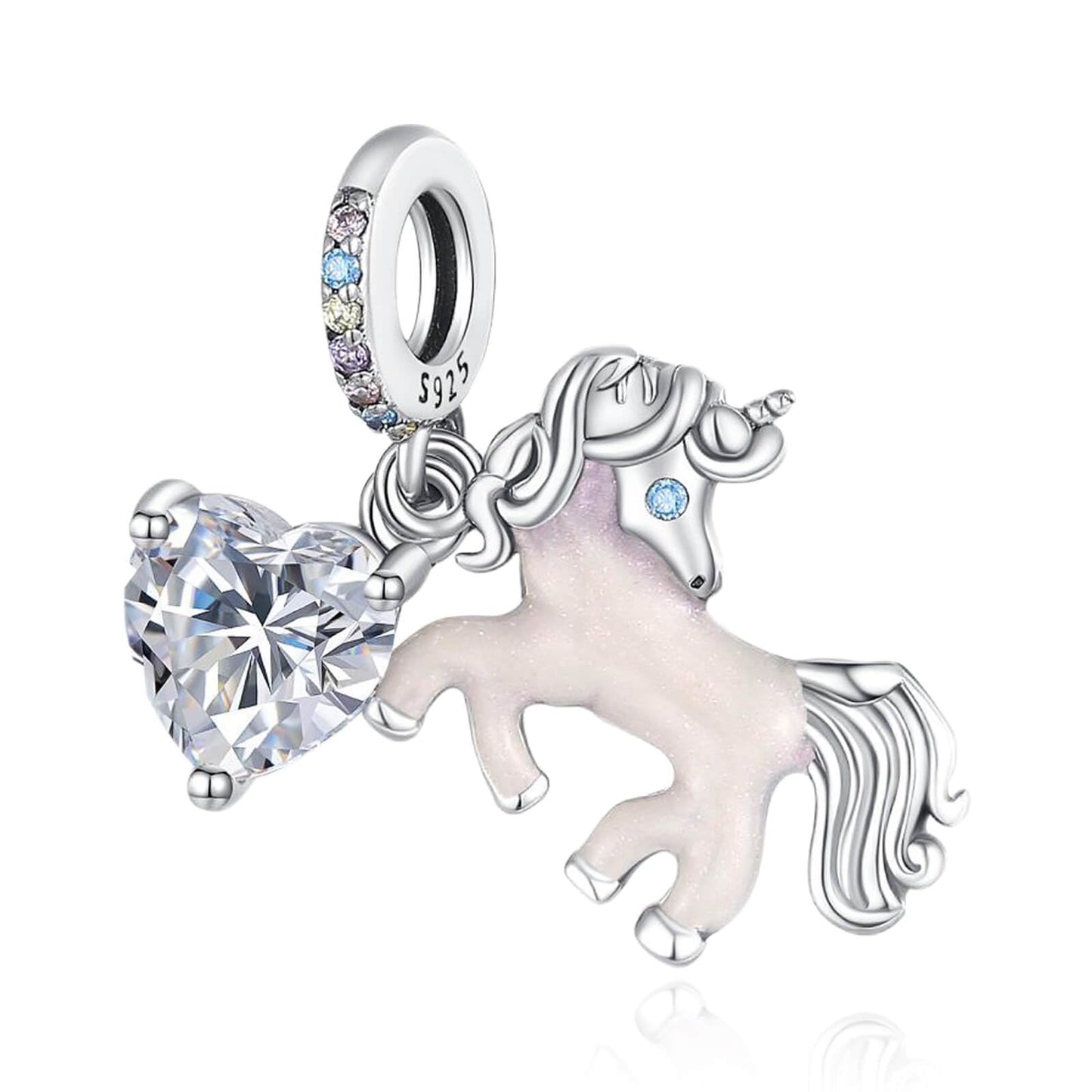 DATOUQI Colorful Flying Horse Charm 925 Sterling Silver Charms Animal Charm for Women