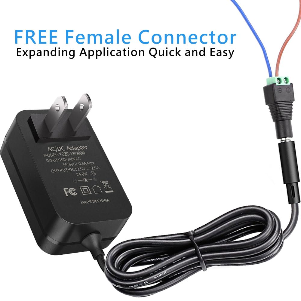 12V 2A Power Supply, AC 120V to DC12V 5.5x2.1mm Jack Converter, 12 Volt LED Driver 24W Adapter Transformer for Strip Lights, Surveillance Cameras, External HDD, Monitor, CCTV (Pack of 100)