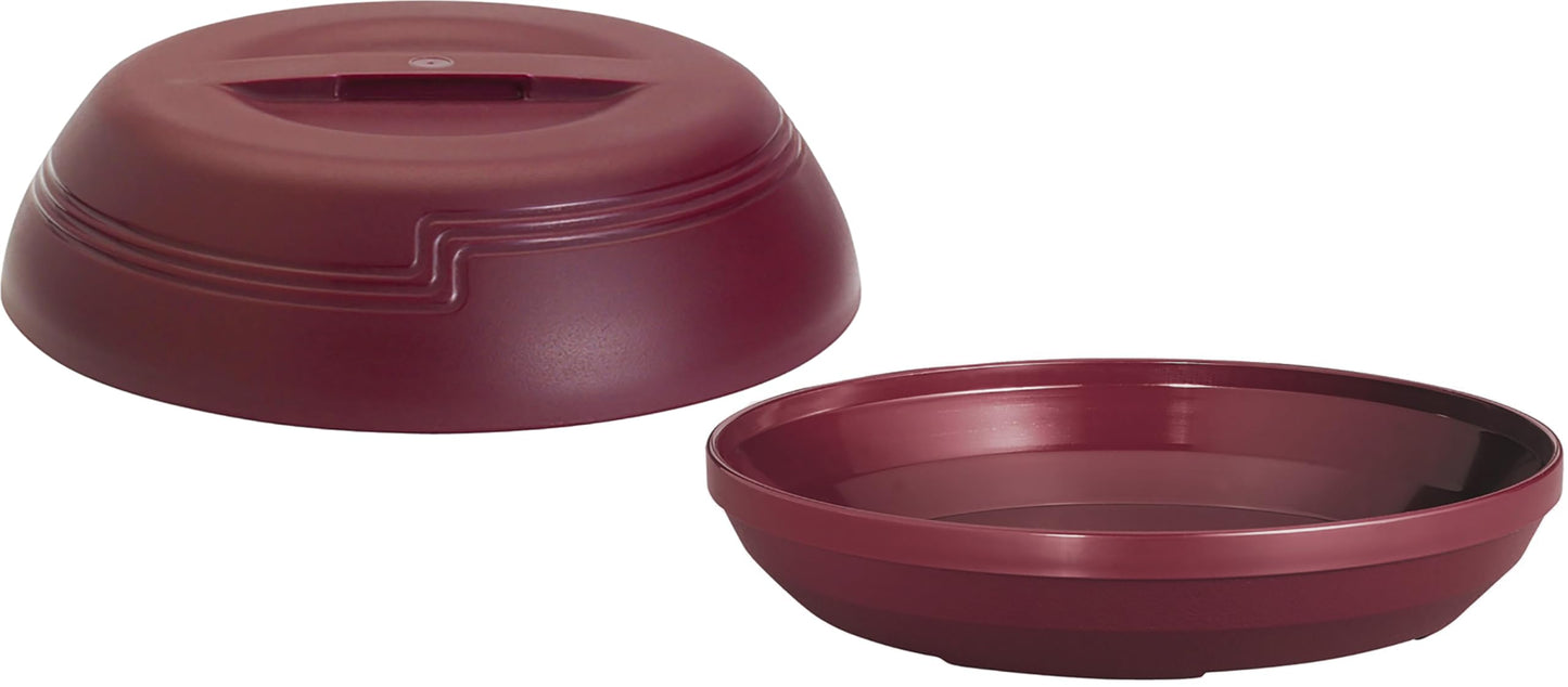 Cambro Bundle: 10 1/4" Low Profile Insulated Dome Plate Cover (MDSLD9487) Cranberry & 9-9/16 Thermal Pellet Underliner (MDSL9487) Cranberry