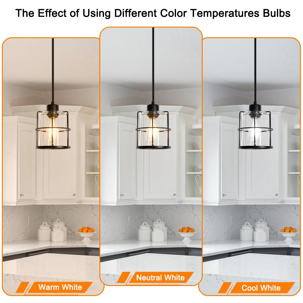 Farmhouse Pendant Lights Kitchen Island Set Of 2  Black Kitchen Island Lighting With Adjustable Rods  Industrial Cage Bathroom Pendant Lights With Clear Glass For Dining Room Hallway Sink