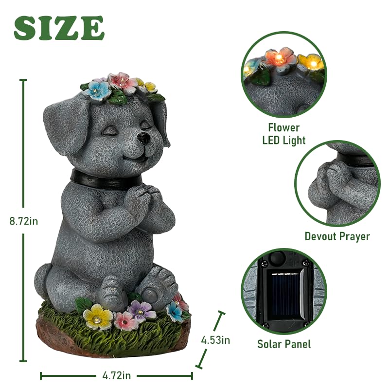 Pohabery Solar Dog Statue Garden Decor With Led Lights Outdoor Dogs Decor Gifts For Women Dog Figurines For Patio Yard Garden Home Decoration