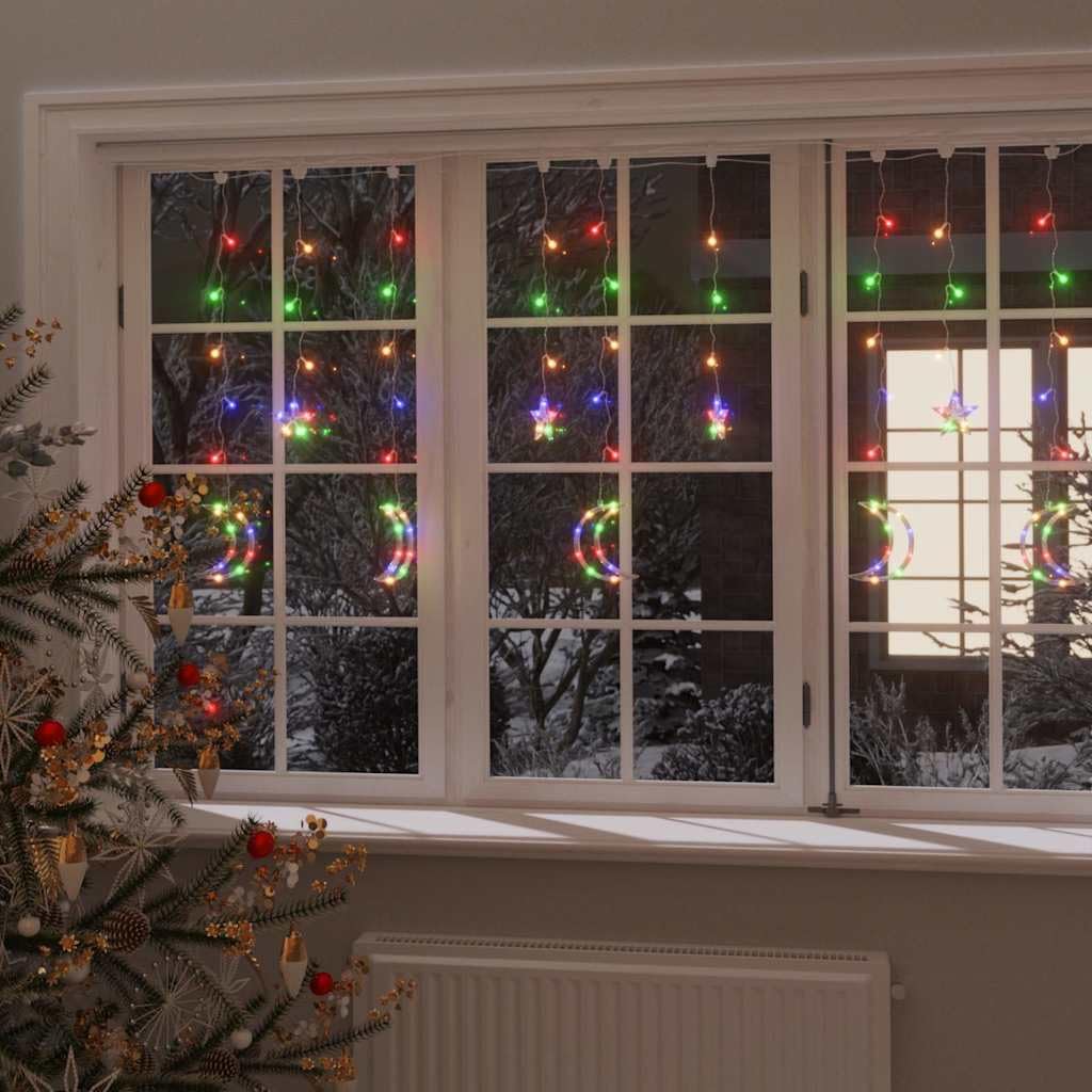 Vidaxl 138 Led Colorful Star & Moon Fairy Lights - Remote Control, Energy-Saving, Indoor/Outdoor Use, Model 328797