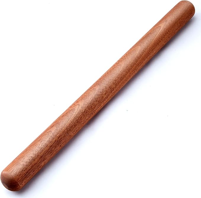 Aisoso French Rolling Pin, 17.7 Inches Wood Rolling Pin for Baking Extra Long Thickened, Classic Wooden Dough Roller for F...