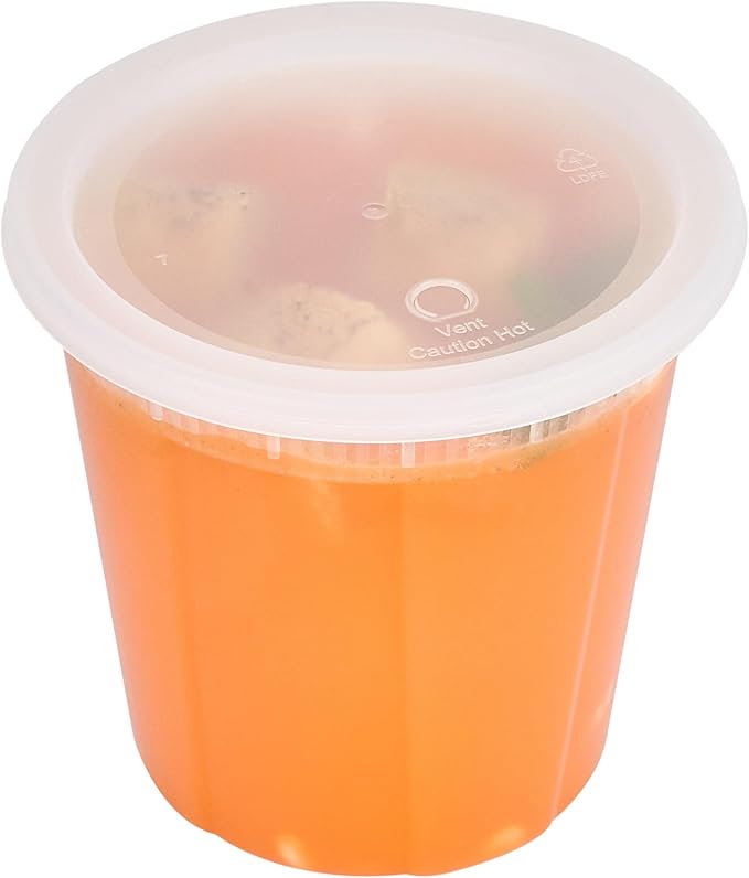Restaurantware Plastic Food Container 100 Pack of 32 oz Clear Microwave-Safe Storage Container With Lid Leakproof Round Shape Disposable Freezer-Safe
