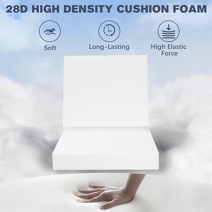 Favoyard Outdoor Deep Seat Cushion Set, 19 x 19 Inch Rainproof & 3-Year Fade Resistant Patio Furniture Cushions, Removable Seat Bottom & Back Cushion Covers with Ties for Chair, Sofa, Couch, Beige