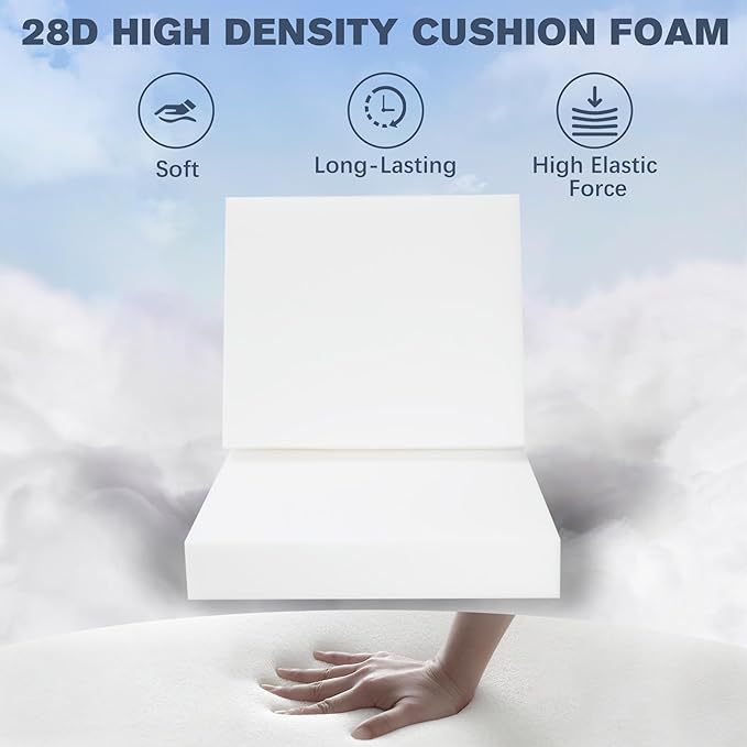 Favoyard Outdoor Deep Seat Cushion Set, 24 x 24 Inch Rainproof & 3-Year Fade Resistant Patio Furniture Cushions, Removable Seat Bottom & Back Cushion Covers with Ties for Chair, Sofa, Couch, Blue