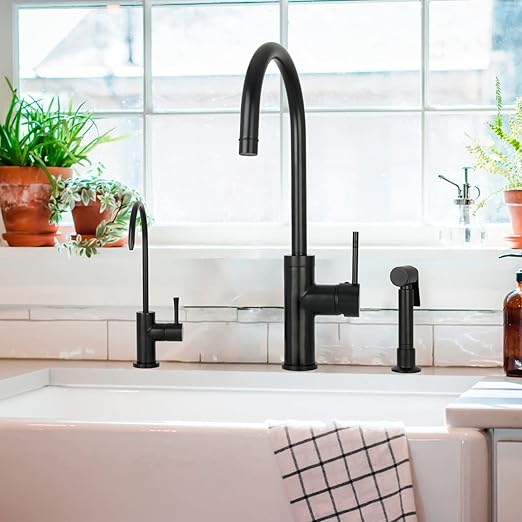 Kitchen Water Filter Faucet Fits Most Reverse Osmosis Units or Water Filtration System in Non-Air Gap, Only for Cold Water (Matte Black)
