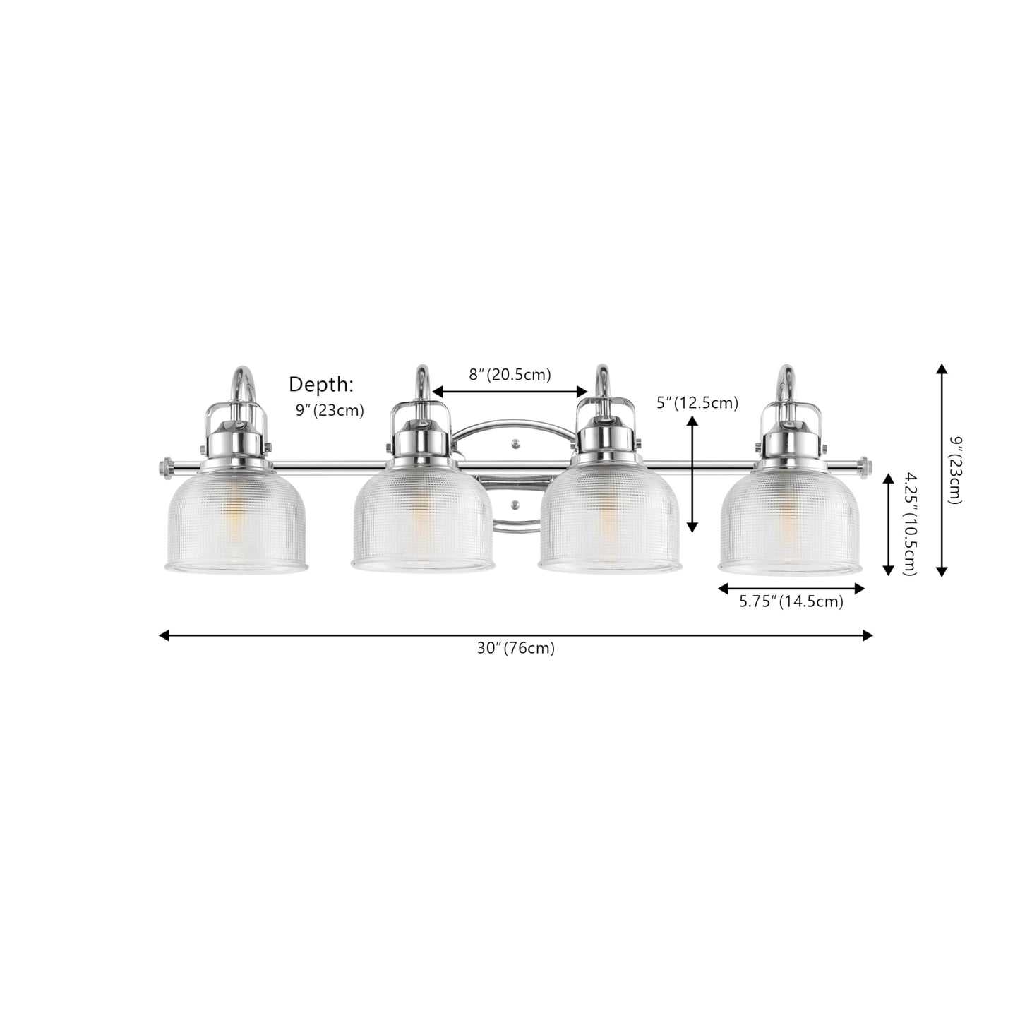 Jonathan Y 30 4-Light Chrome Metal/Glass Led Vanity Light, Model Jyl7902A, Traditional Style For Living Room, Dining Room, Bedroom, Bathroom