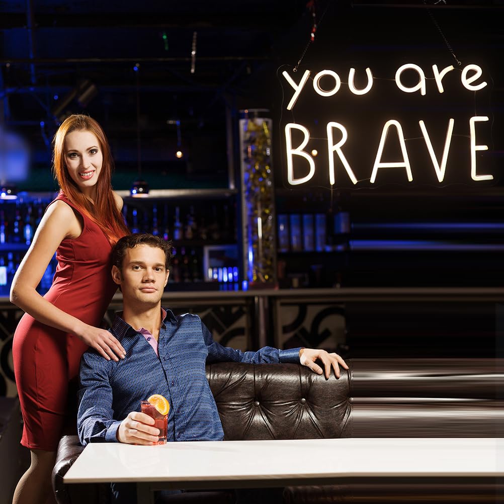 You Are Brave Neon Sign  Decorative Neon Lights For KidS Room Play Room Wall Decor Neon Light Sign  Christmas Birthday KidS Gift Thanksgiving Gift(Warm White)