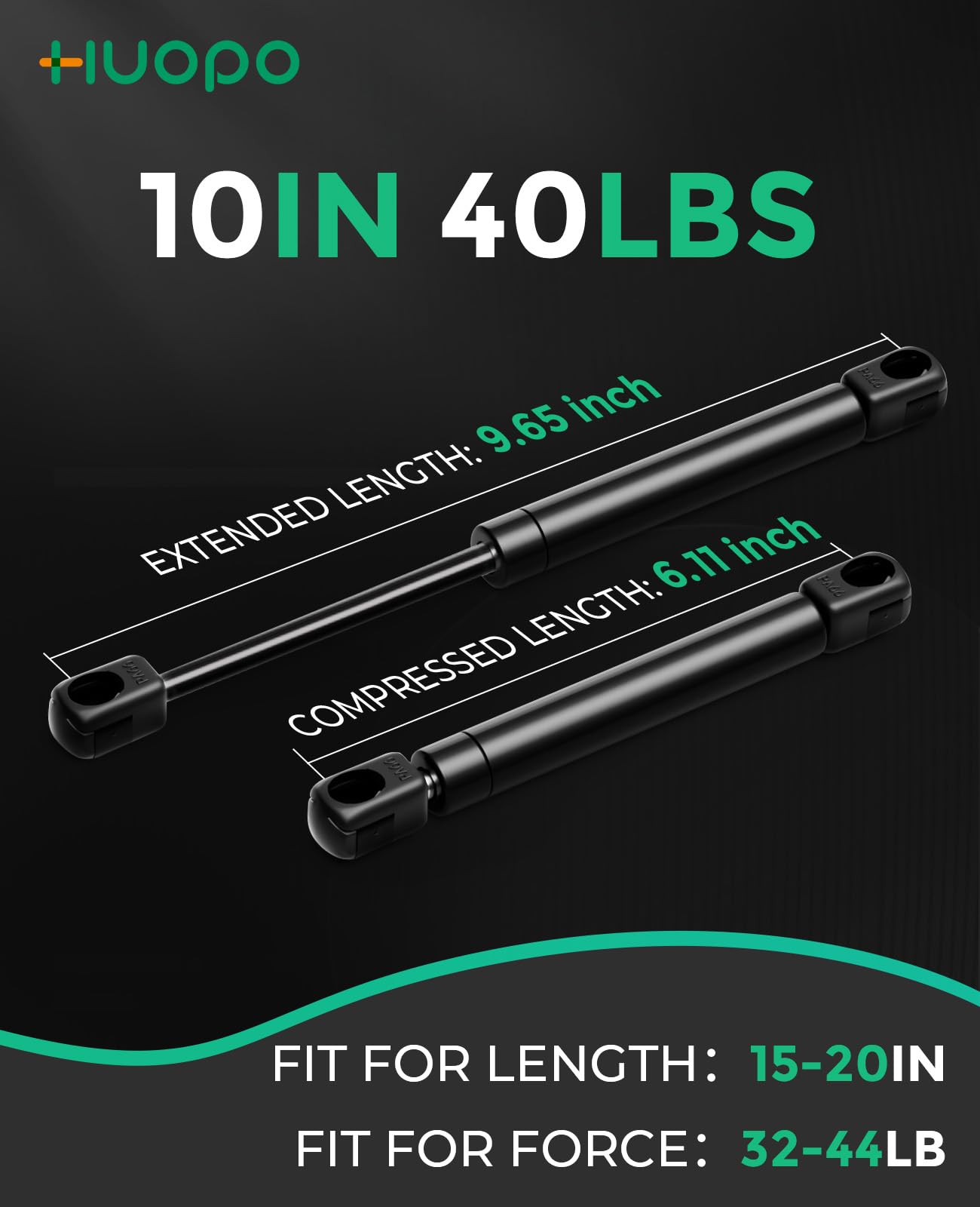 C16-18233 HUOPO 10 Inch Gas Struts, 40Lb/178N Gas Spring Lift Support, c16-09322 Shock for RV Cabinet Door Truck Toolbox Lids, Replacement for Weather Guard Tool Box Parts, 2 Packs