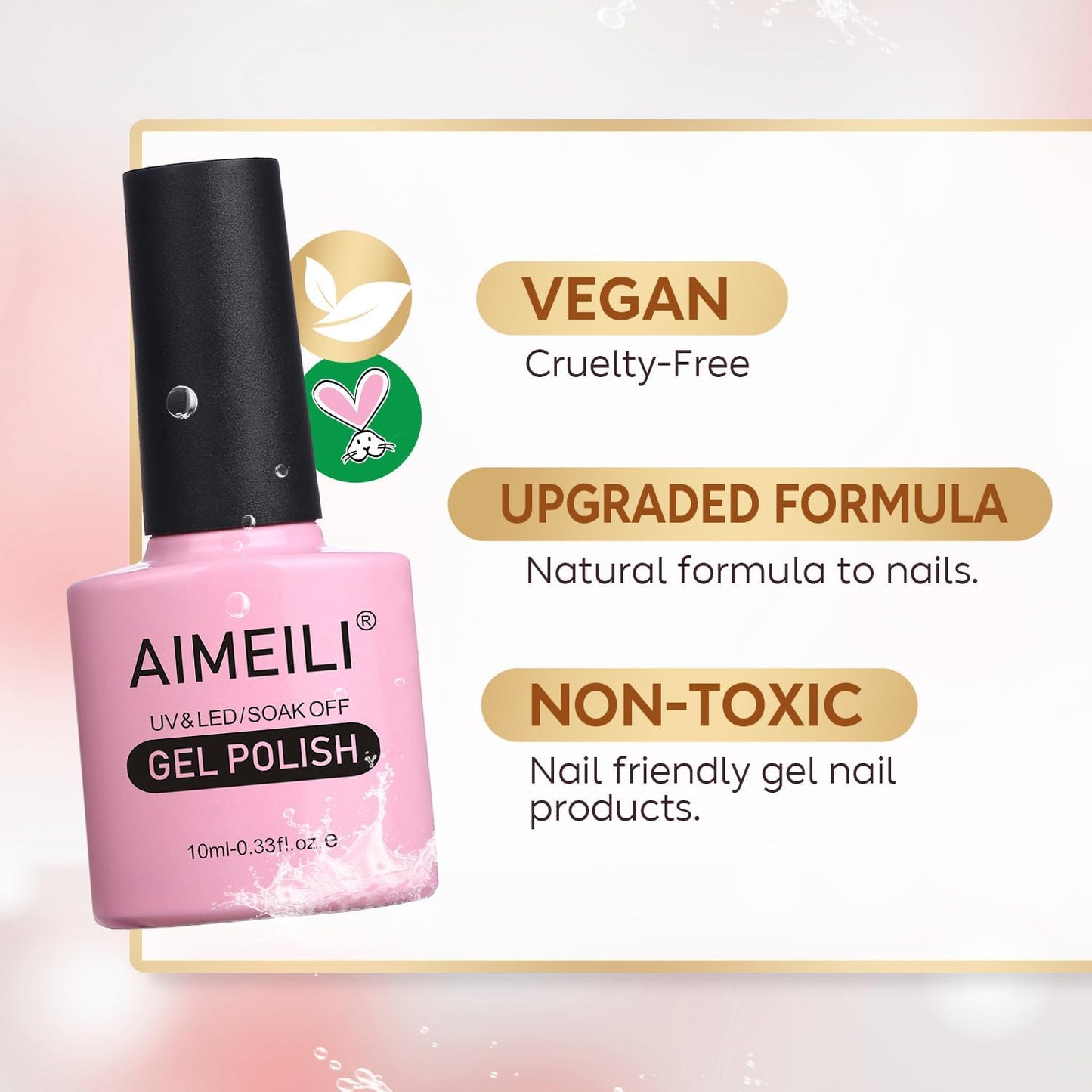 AIMEILI Hema Free Gel Nail Polish, TPO Free, Vegan, Longer Lasting Soak Off U V Glitter Nail Art Manicure -571 10ml