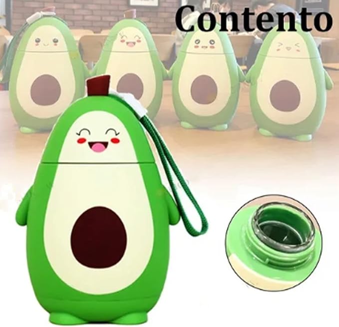 RiToEasysports Avocado Water Bottle, Cartoon Avocado Glass Double Layer Cute Water Cup Portable Girl Drinking Cup Gifts with Portable Carrying Rope Avocado Water Bottle
