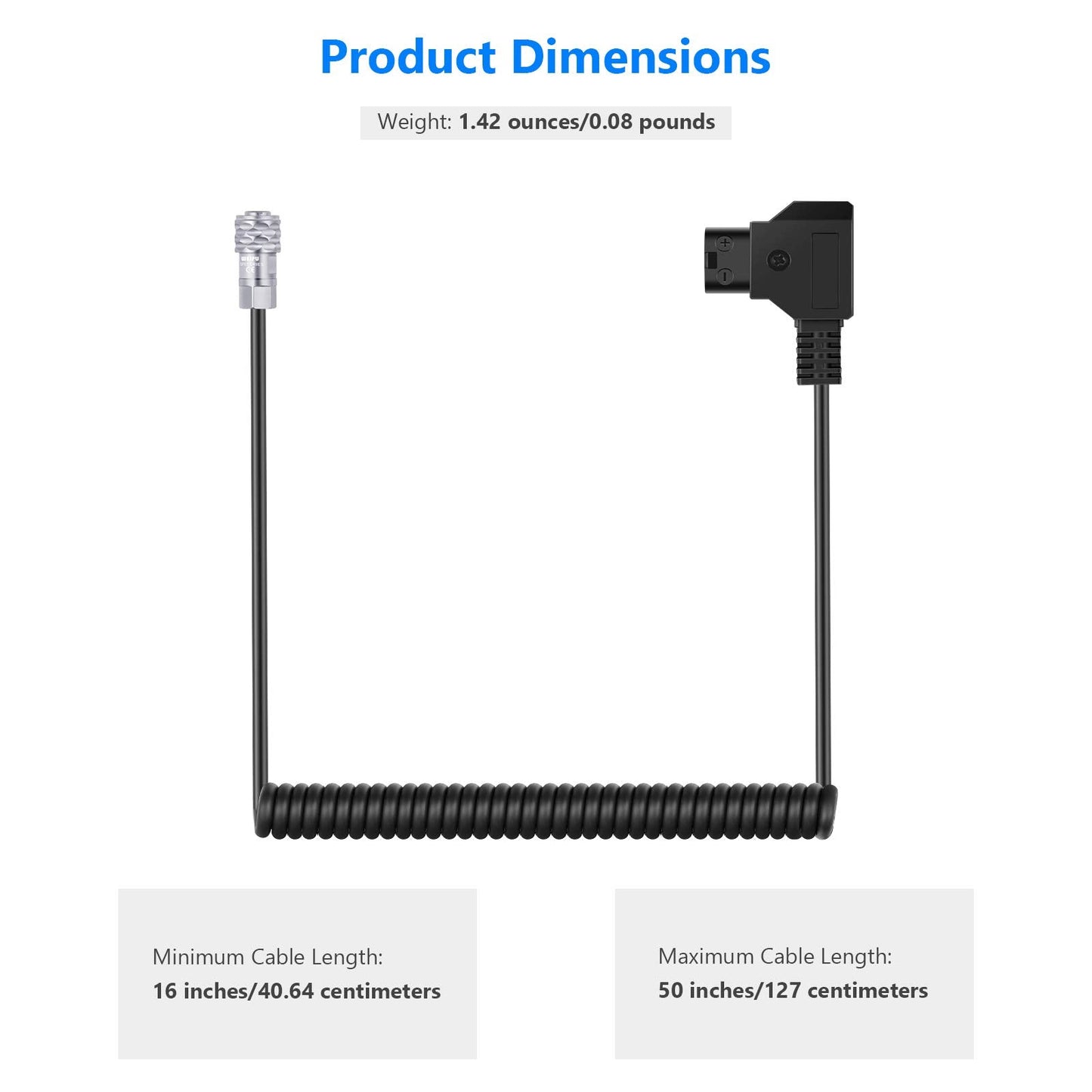 Neewer D-Tap To Bmpcc 4K/6K Coiled Power Cable Compatible With Blackmagic Pocket Cinema Camera 4K/6K Gold Mount V Mount Battery