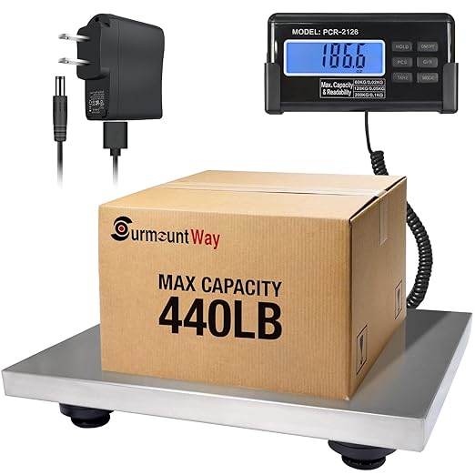 Large 440lbs Shipping Scale, 15"X 12" Platform Heavy Duty Stainless Steel Platform for Postal Industrial Floor Business Of...