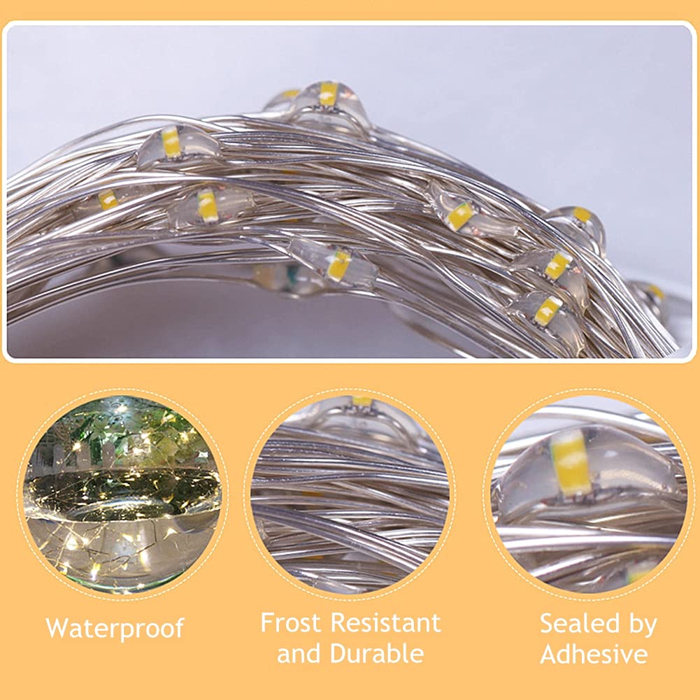 Twinkle Star 33ft 100 LED Battery Operated Fairy Lights, Waterproof Silver Wire, Remote Control, Blue, Model TW-B3399