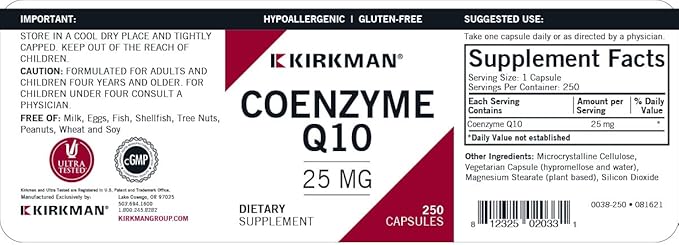Kirkman Coenzyme Q10-25 mg - 250 Capsules