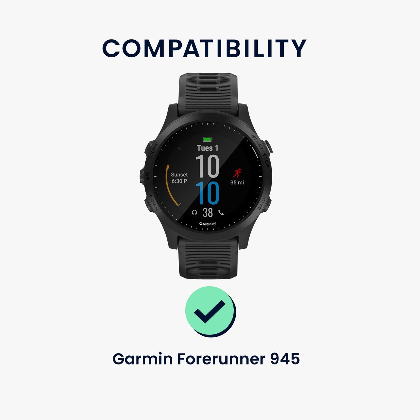 Kwmobile Protective Film Compatible With Garmin Forerunner 945 Screen Protector - 2X Smart Watch Protector Anti-Fingerprint