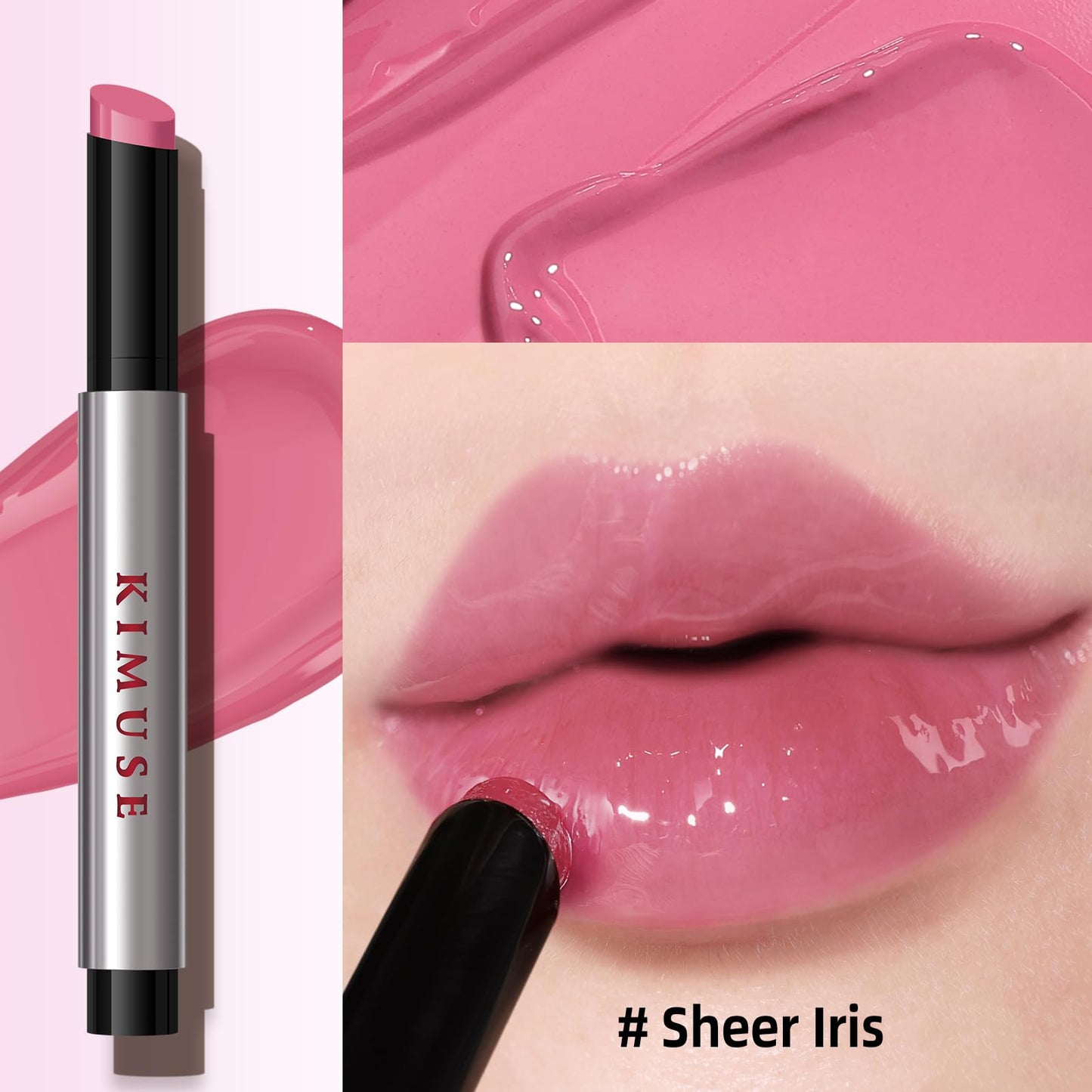 KIMUSE Lip Plumper, Hydrating Korean Lip Gloss, Click Tinted Lip Balm Solid Lipstick for Plumps & Moisturizes, Long-wearing All-