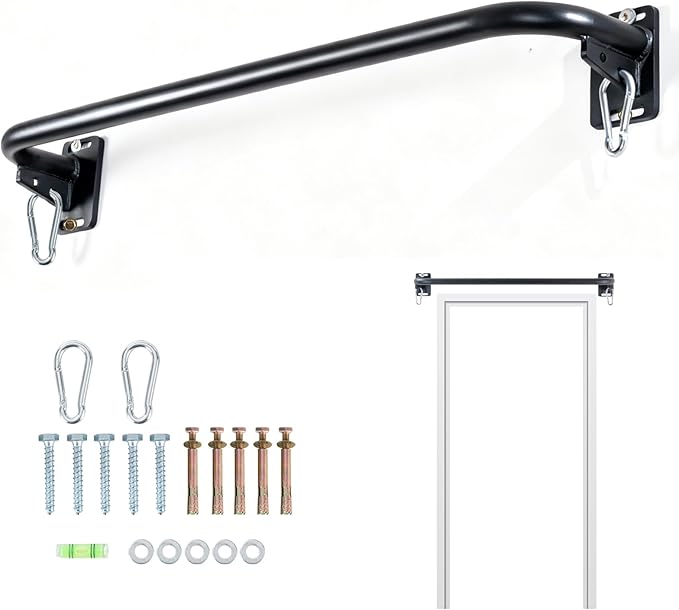 ANOSWXG Wall Mounted Pull Up Bar, Door Frame Pull Up Bar for Home Gym, Professional Drill-Required Chin Up Bar for Secure ...