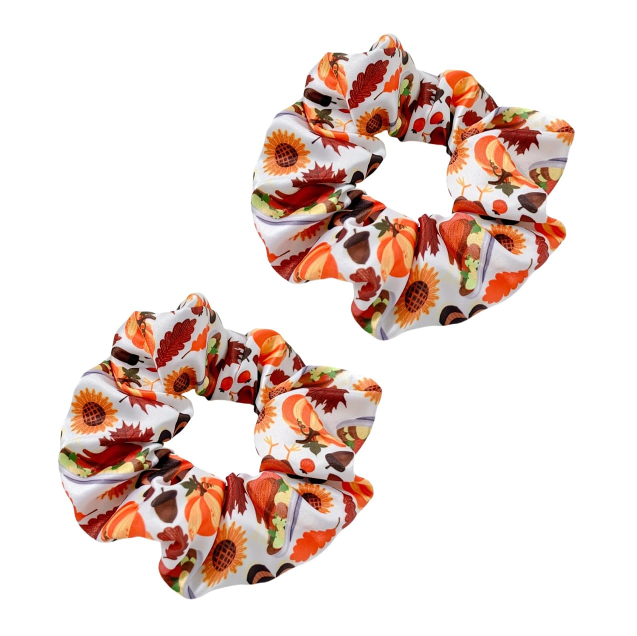 Thanksgiving Pumpkin Hair Scrunchy Fall Turkey Ponytail Holder Thanksgiving Hair Scrunchies JHT22 (Set-A)