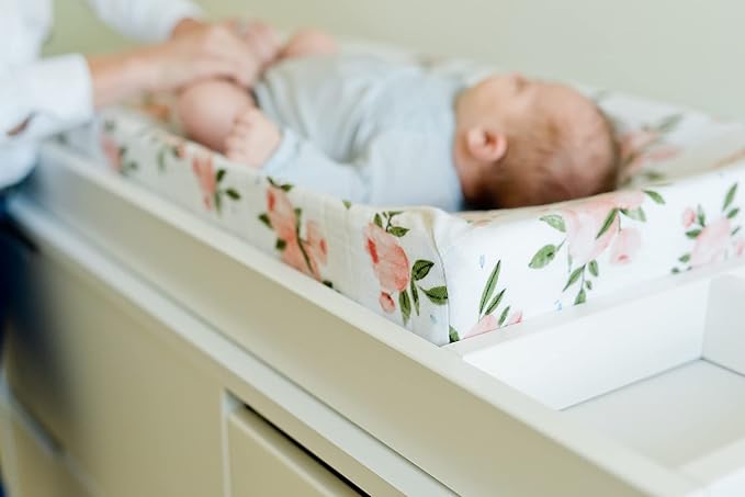 Little Unicorn Premium Changing Pad Cover | Extra Soft & Breathable Muslin Fabric (Watercolor Roses)