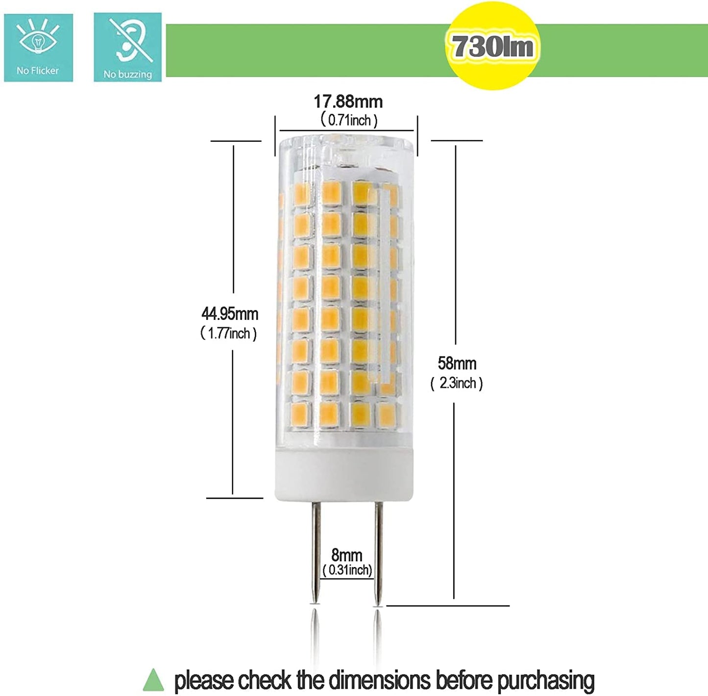 G8 Led Bulb Dimmable 7W Equivalent To G8 Halogen Bulb 75W-80W  Gy8.6 /G8 Bi-Pin Base Light Bulb Ac 120V G8 Bulb For Under Cabinet Light  Under Counter Kitchen Lighting Warm White 3000K 5 Pack