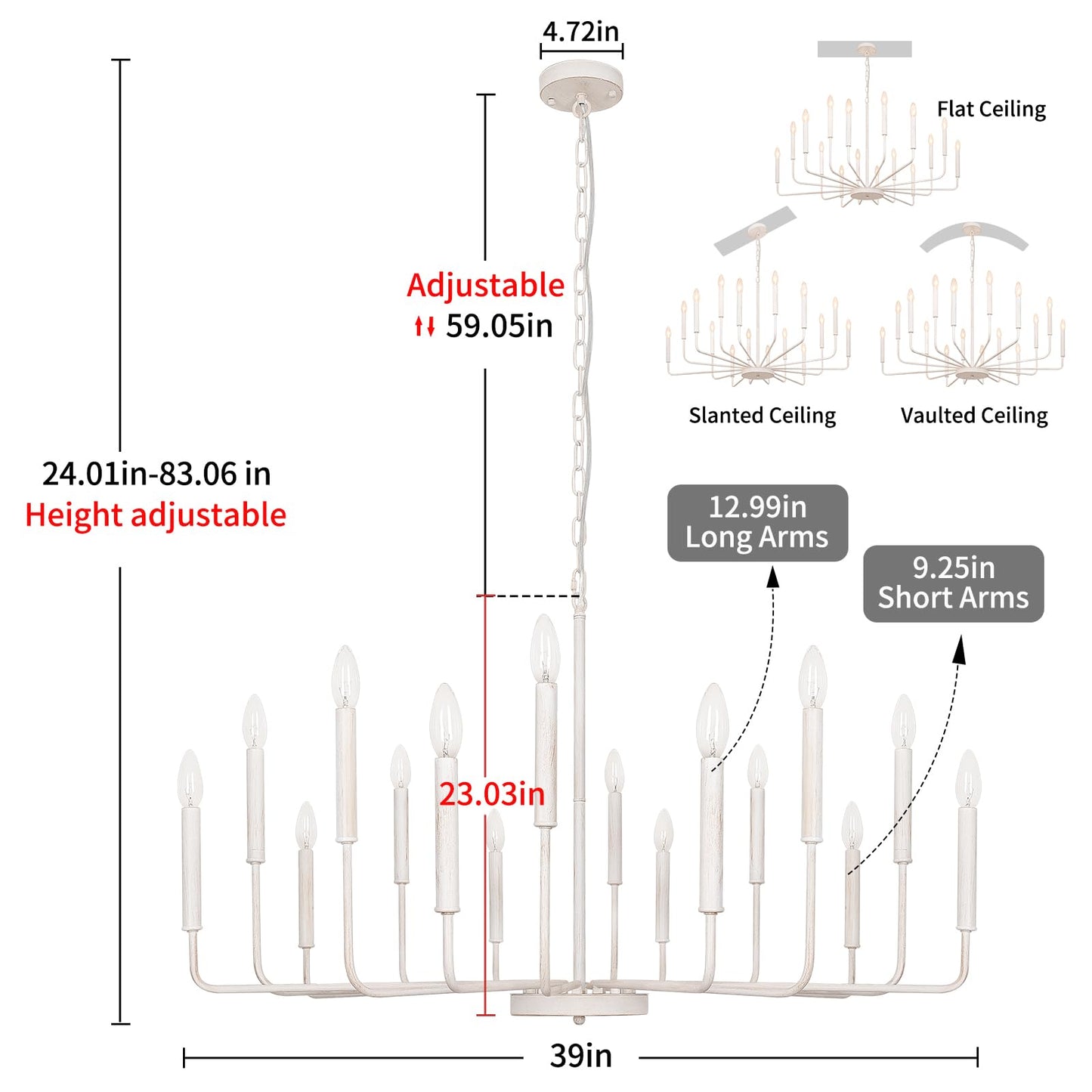 French Country Chandelier  16 Light Farmhouse Chandeliers For Dining Room Lighting Fixtures Hanging  White Chandelier Light Fixture  Industrial Chandeliers For Living Room Kitchen Staircase Foyer