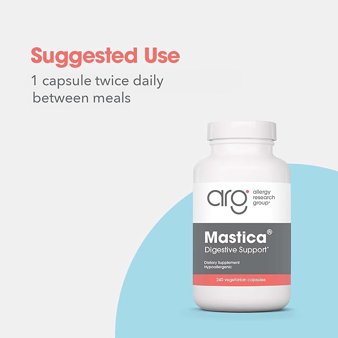 Allergy Research Group Mastica Dietary Supplement - GI Health, Helps Relieve Digestive Problems, Chios Gum Mastic, Hypoallergenic, Vegetarian Capsules - 240 Count