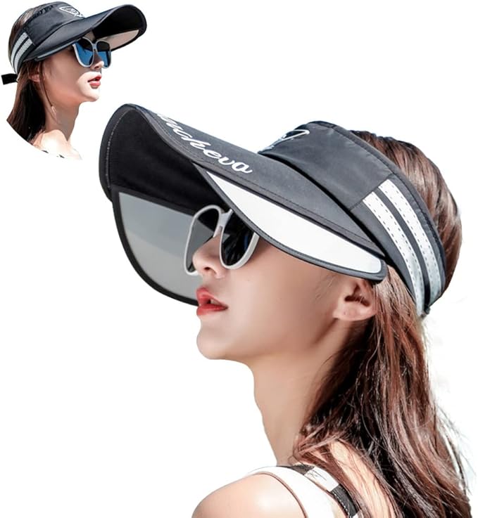Peicees Sun Visor Hat with Wide Brim for Women Sun Protection Cap for Golf Tennis Beach Running Hiking Fishing Gardening