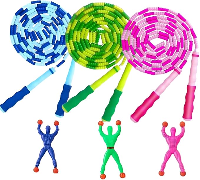LIZADIN Jump Rope for Kids, Soft Beaded Skipping Rope, Adjustable Length Tangle-Free Segmented Jumping Rope for Kids Stude...