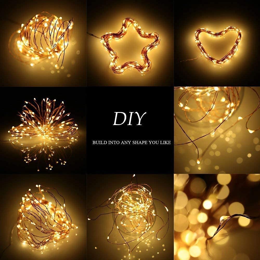 Sanniu Fairy Lights, 2 Pack Mini Battery Operated Copper Wire Starry String Lights, 5m/16ft, Warm White, Indoor/Outdoor Decoration