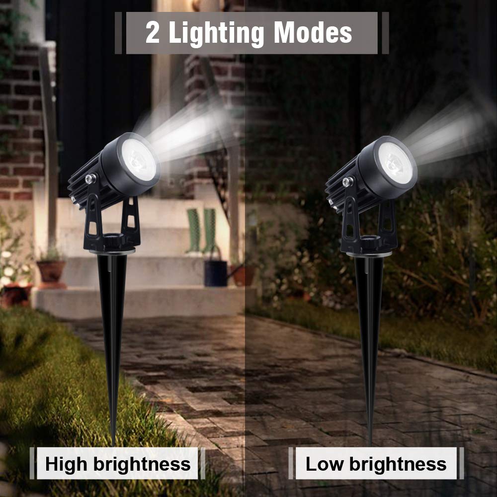 APONUO Solar Spotlights - Solar Powered Landscape Lights, IP65 Waterproof, 16.4ft Cable, Cool White, 2-IN-1, Outdoor Garden Yard