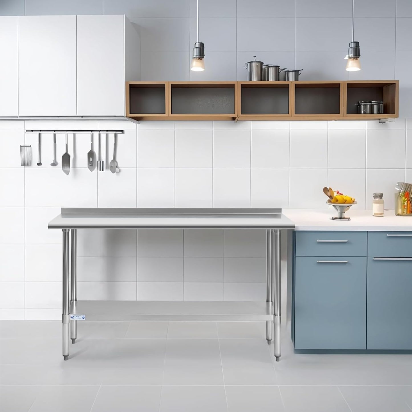 Hally Stainless Steel Table for Prep & Work 30 x 60 Inches, NSF Commercial Heavy Duty Table with Undershelf and Backsplash for Restaurant, Home and Hotel