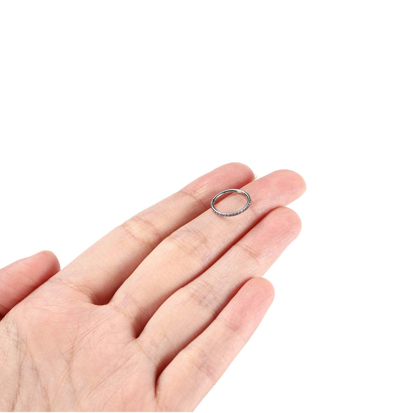 FUNLMO CZ Helix Piercing Jewelry Surgical Steel Daith Tragus Rook Earrings16G Cartilage Earring 6mm Septum Jewelry Nose Ring Hoo