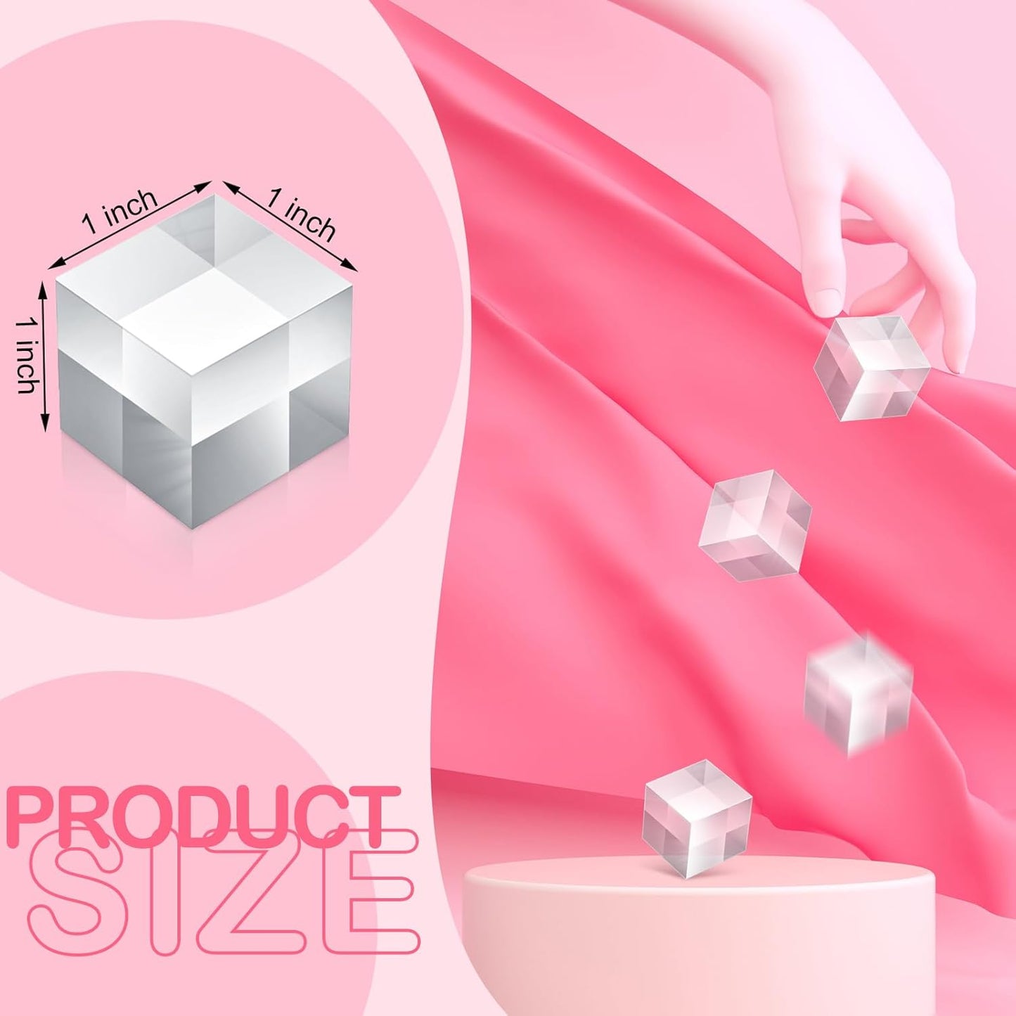 Remerry 8 Pieces Acrylic Display Block 1 x 1 x 1 Inch Clear Polished Acrylic Square Display Cube Block Stand Holder for Rings Jewelry Ornaments