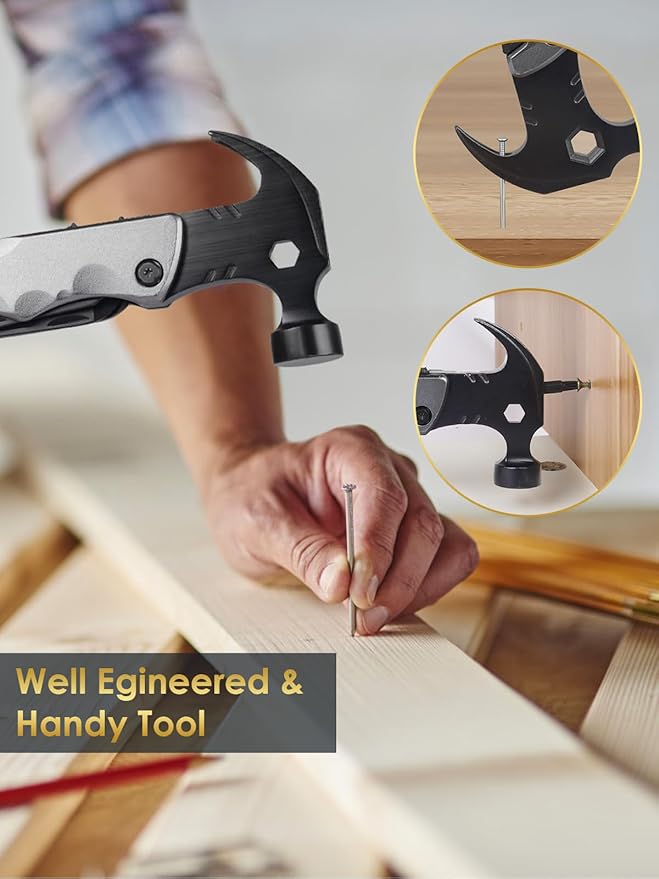 Multitool Camping Accessories Stocking Stuffers for Men Dad Gifts, 13 In 1 Survival Multi Tools Hammer Christmas Cool Gadgets for Adults Him Boyfriend Husband Grandpa Women Birthday Valentines Fathers