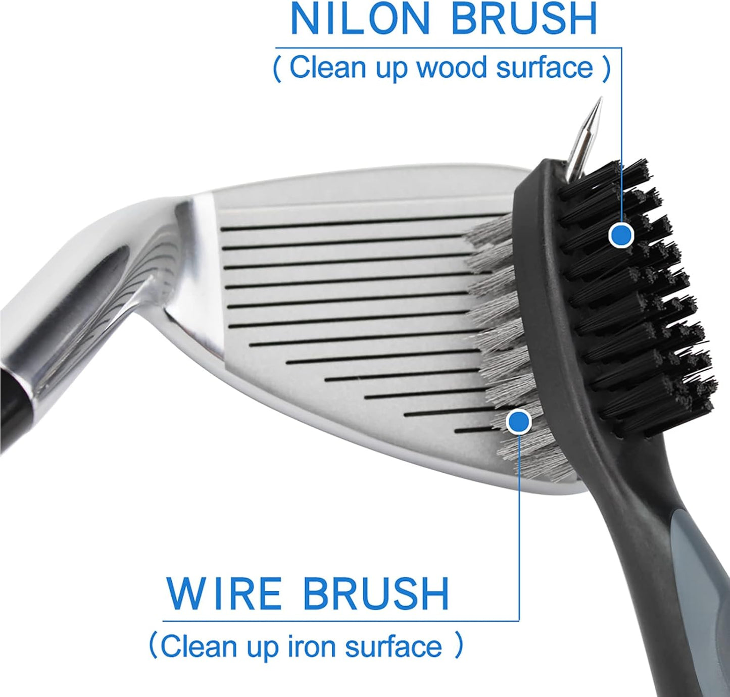 VIPMOON Golf Club Groove Sharpener Tool, Golf Brush and Groove Cleaner with Retractable Zip-line Aluminum Carabiner, Groove Sharpener Golf for Wedge & Irons, U & V-Grooves, Golf Accessories for Men